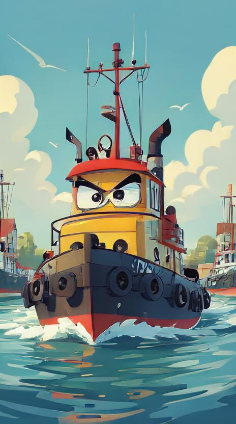 Cartoon Tug Boat Causes Havoc on the River