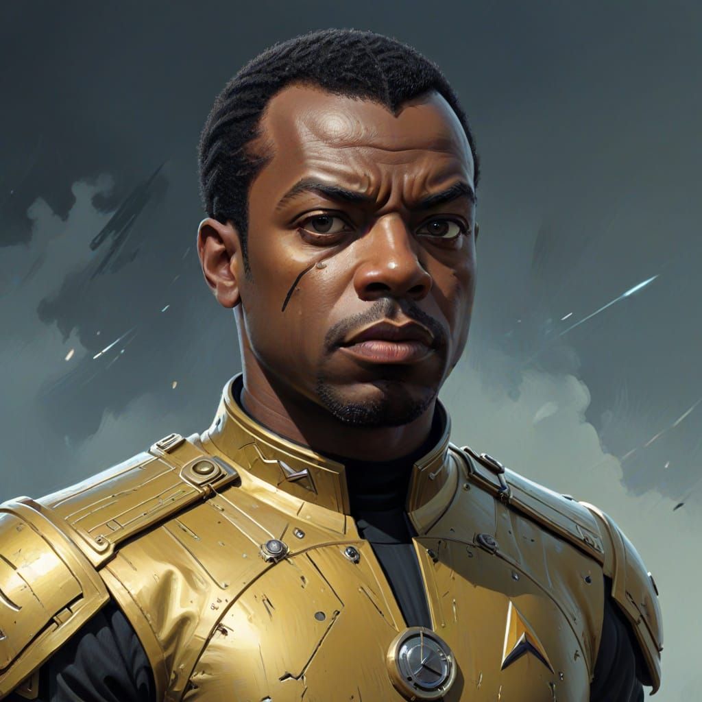 Geordi LaForge in Gold Command Uniform, Photorealistic Portr...