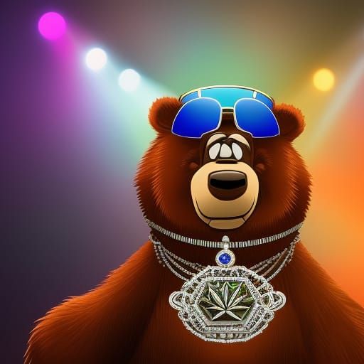 Animated Cannabis Bear Character Smoking Blunt