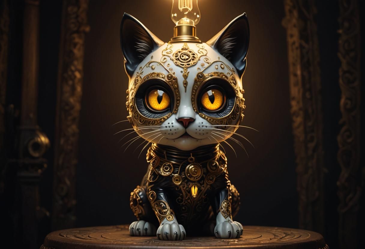 Steampunk Catrina Lamp in Metarealism Style