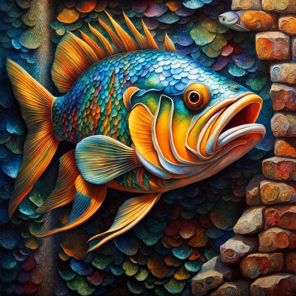 Hyperrealistic Fish with Cracked Scales, Splash Art