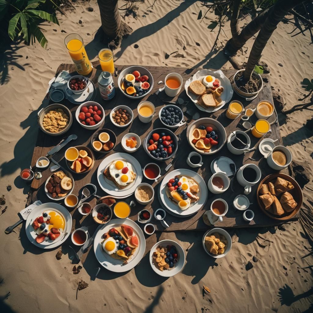 Dramatic Breakfast Island Cinematic Film Still