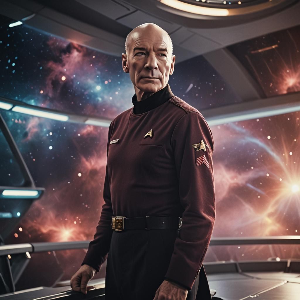 Captain Picard on the USS Enterprise Bridge