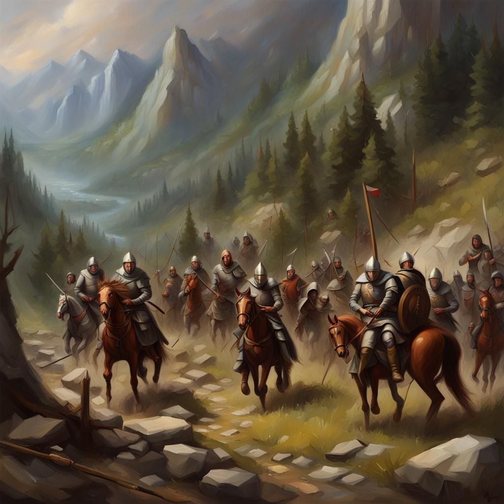 Medieval Army Tragedy: Avalon Expedition in Oil Paint