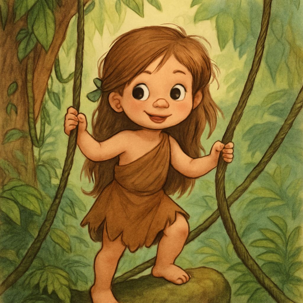 A Young Jungle Princess in a Vintage Adventure Style