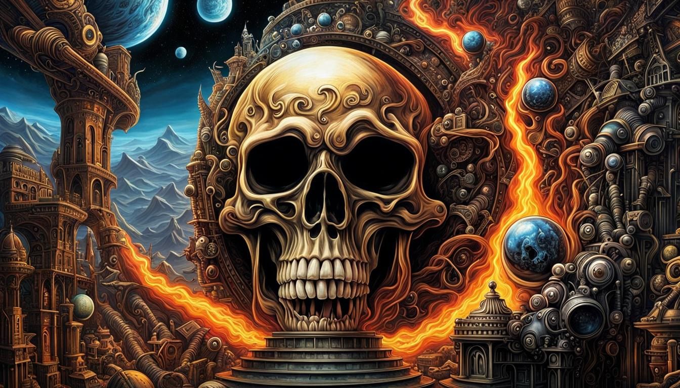 Steampunk Skull Toilet Firing Death Rays in Space