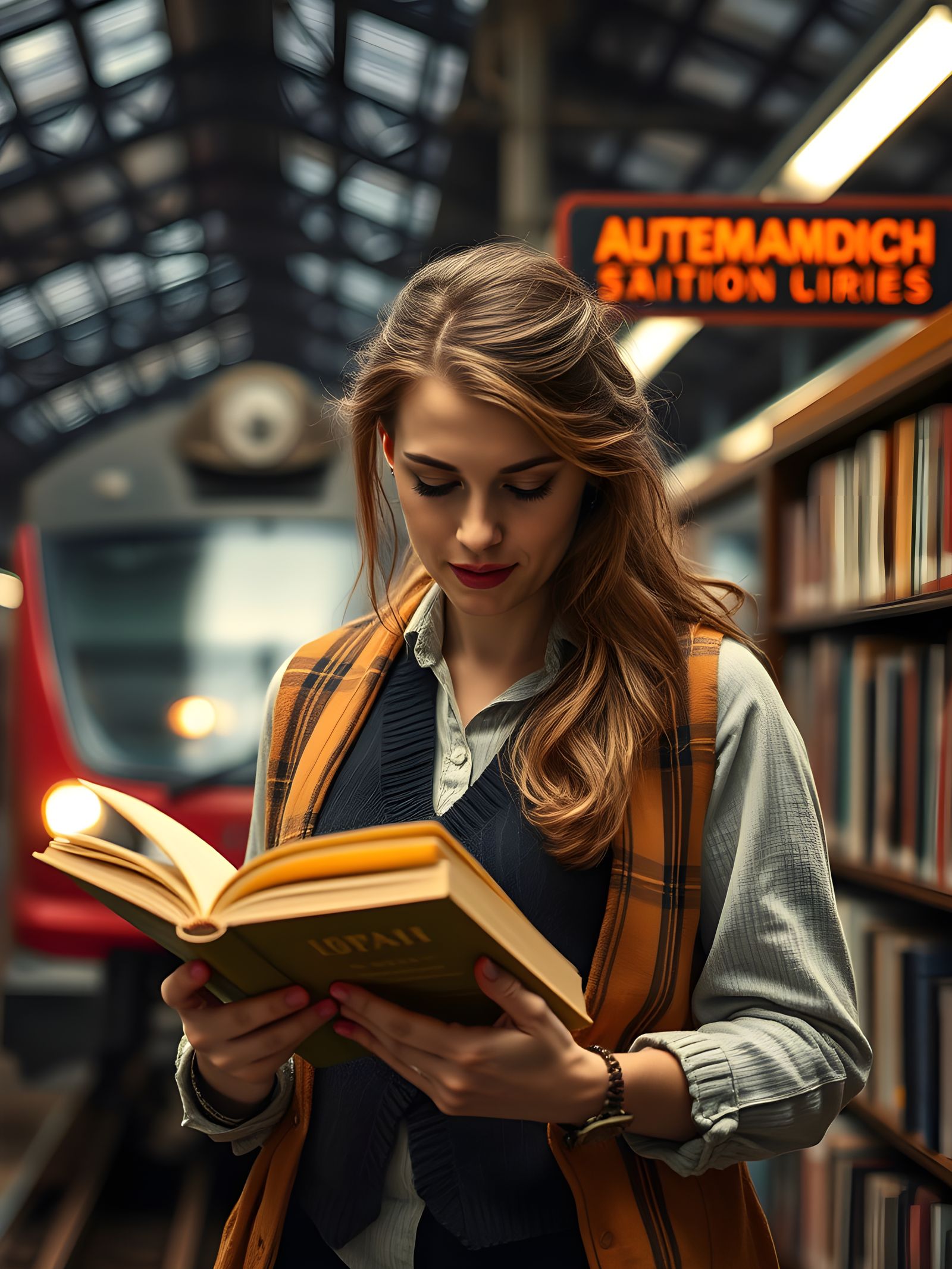 Dramatic Train Station Library Scene