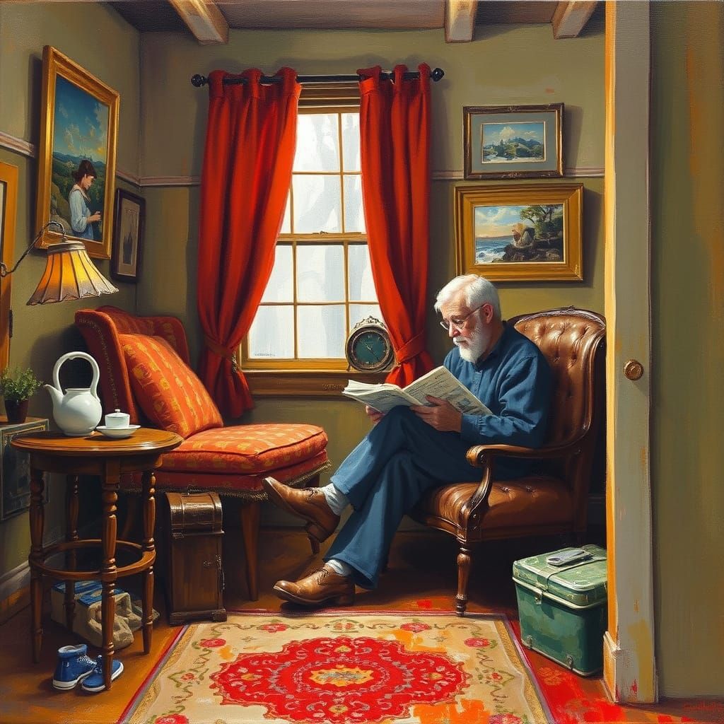 Cozy Reading Nook Oil Painting