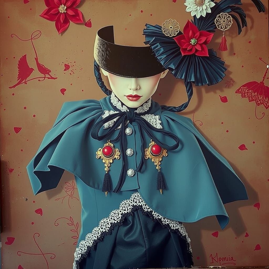 Black and White Portrait of Woman with Crimson Streak