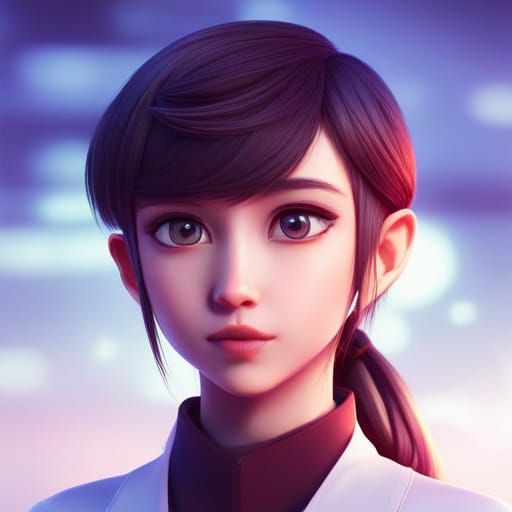 Anime Girl in Pixar-Style 3D Digital Art