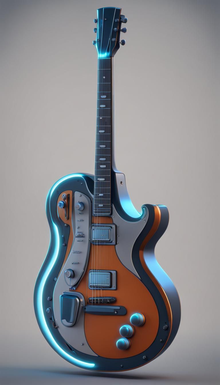 Futuristic Space Age Guitar Design in 3D