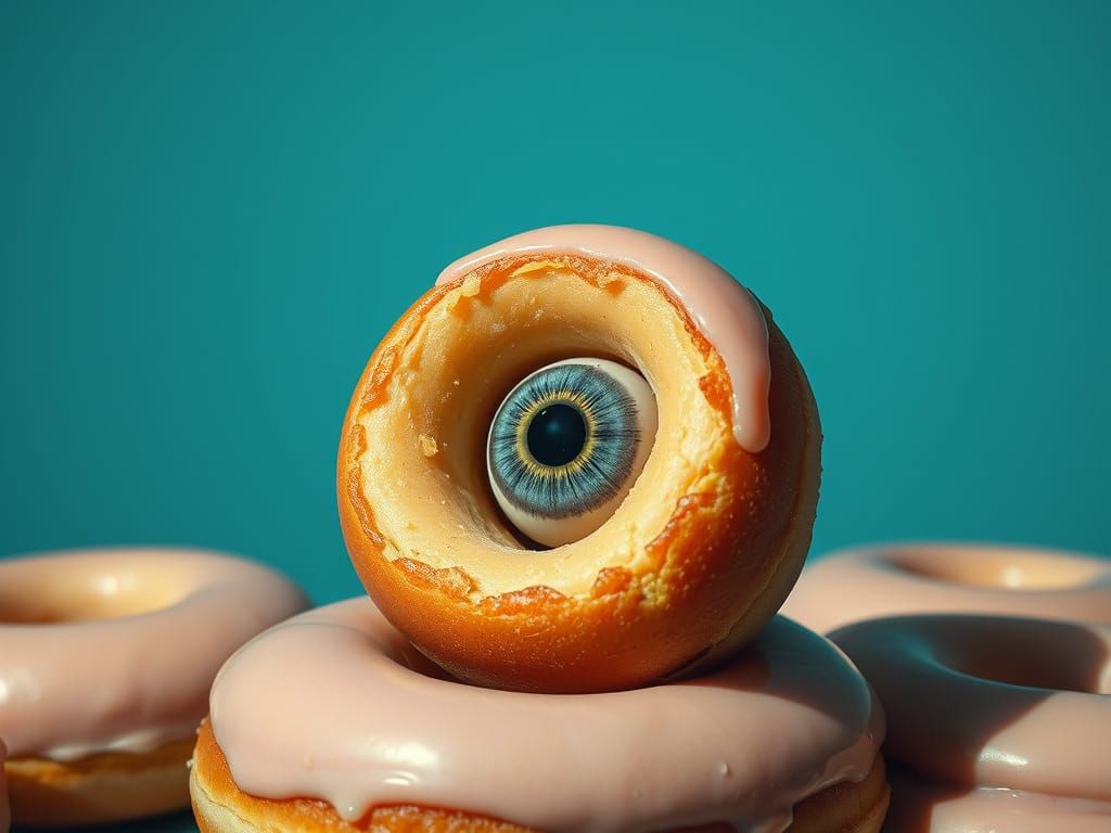 Eyeball Doughnut Stack in Realist Horror Style