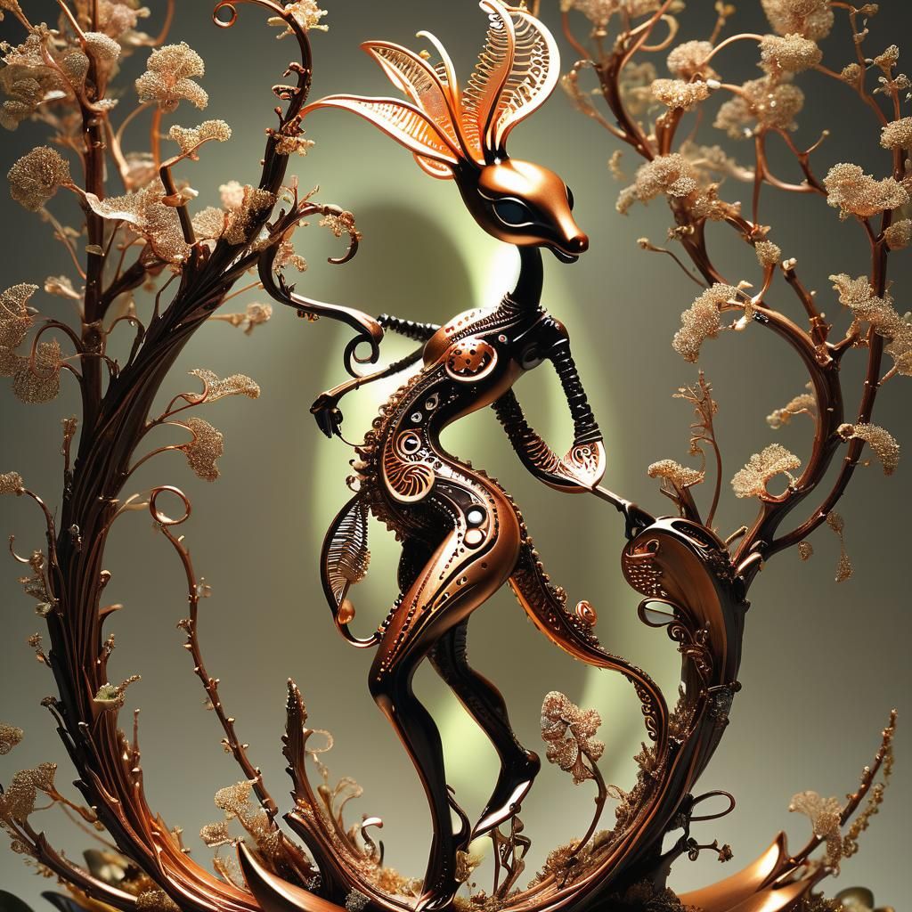 Elegant Kokopelli Nymph Sculpture in Postmodern Style