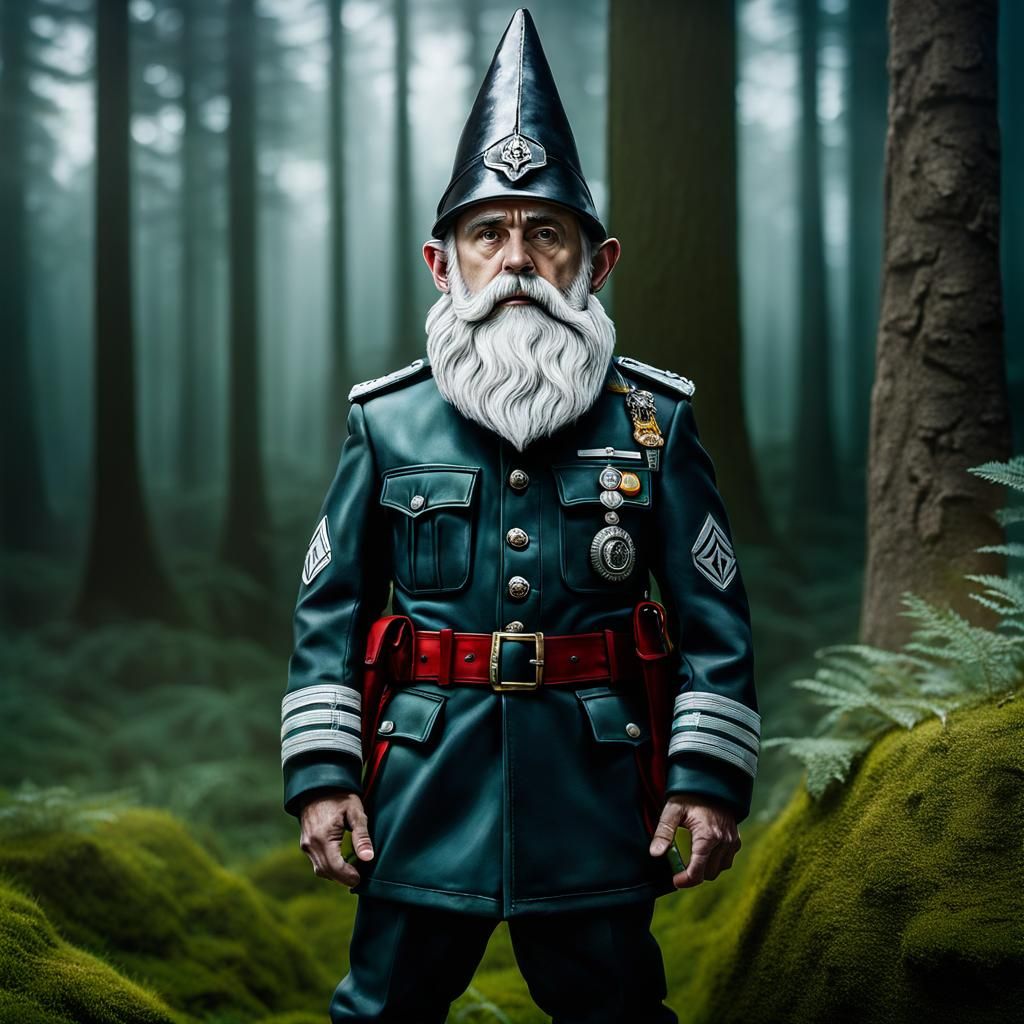 Gnome in SS Uniform: Photorealistic Digital Art
