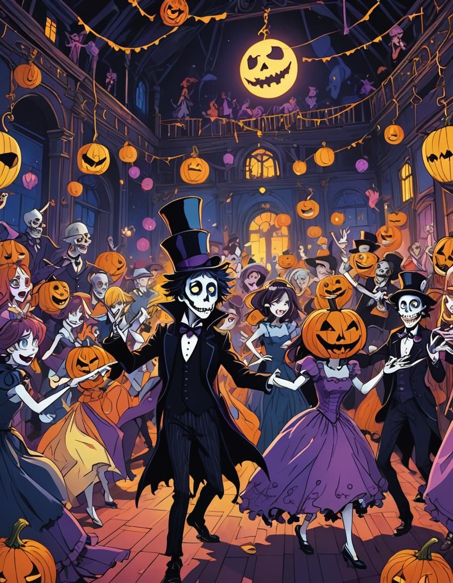 Monster Party in Haunted Mansion, Tim Burton Style