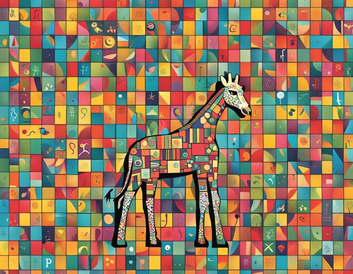 Typographic Giraffe Made of Colorful Letters