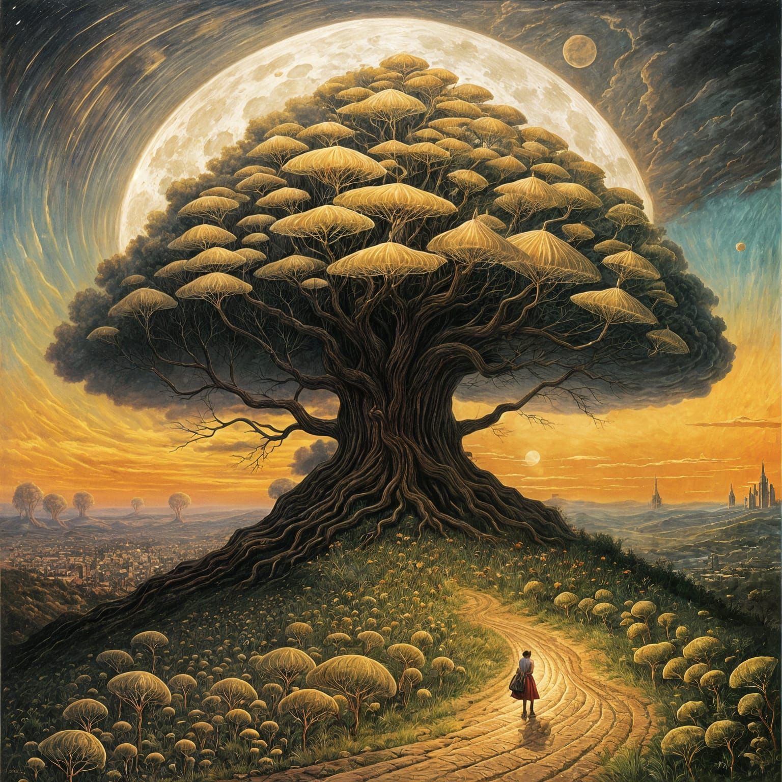 Lunar Surrealist Dreamscape in Whimsical Art