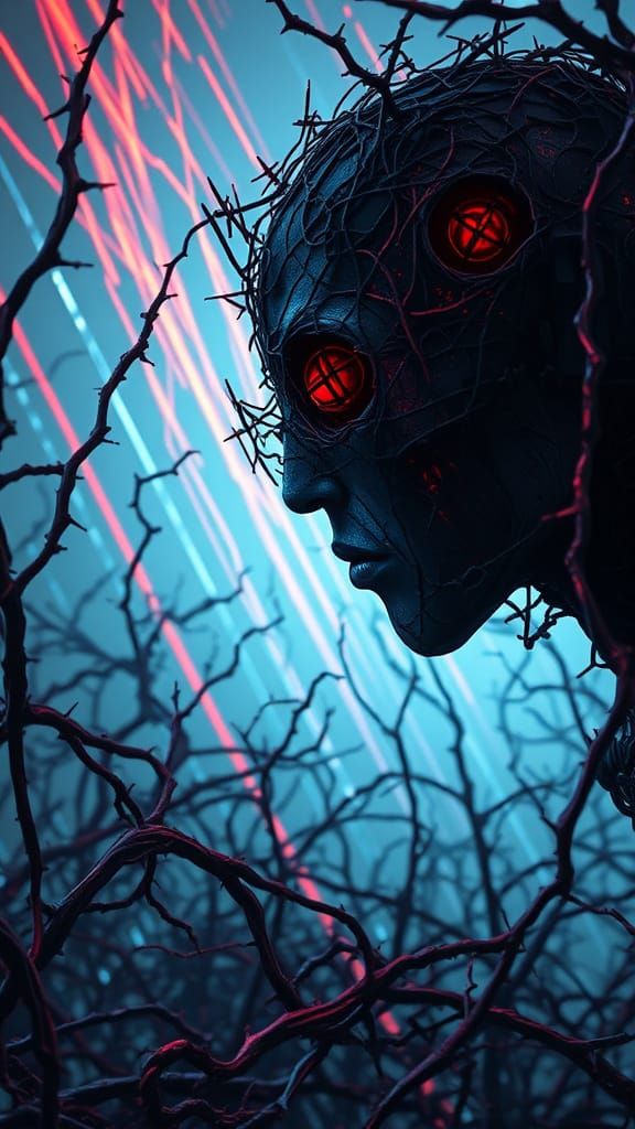 Barbed Wire Gaze in Biomechanical Wire Art