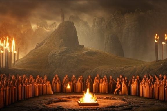 My very first creations: "Nordic bronze age ceremony"