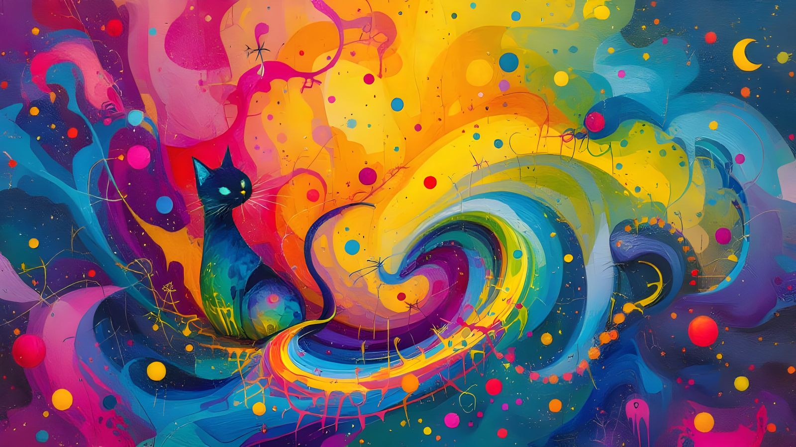 Vibrant Surrealistic Cats in a Melting World