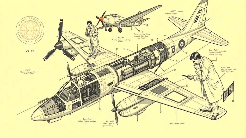 Aeronautical Engineering Exploded Views in Comic Book Style