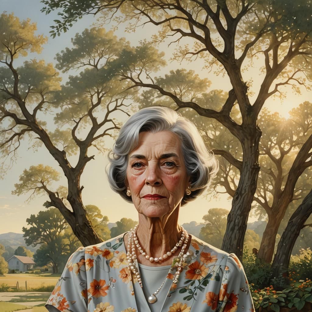 Vintage Portrait of Verdie Agnes Allbee in Rockwell Style