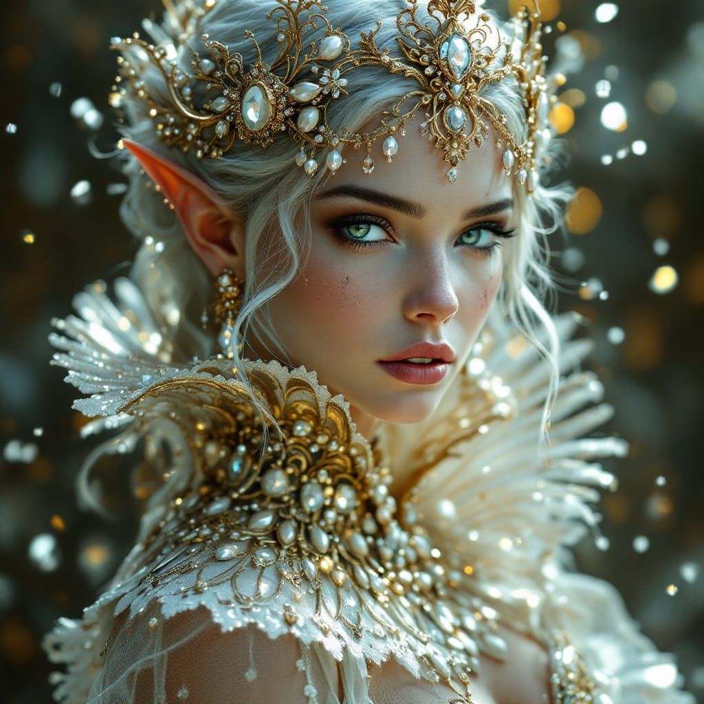 Fae Elf Queen in Art Nouveau Punk Style