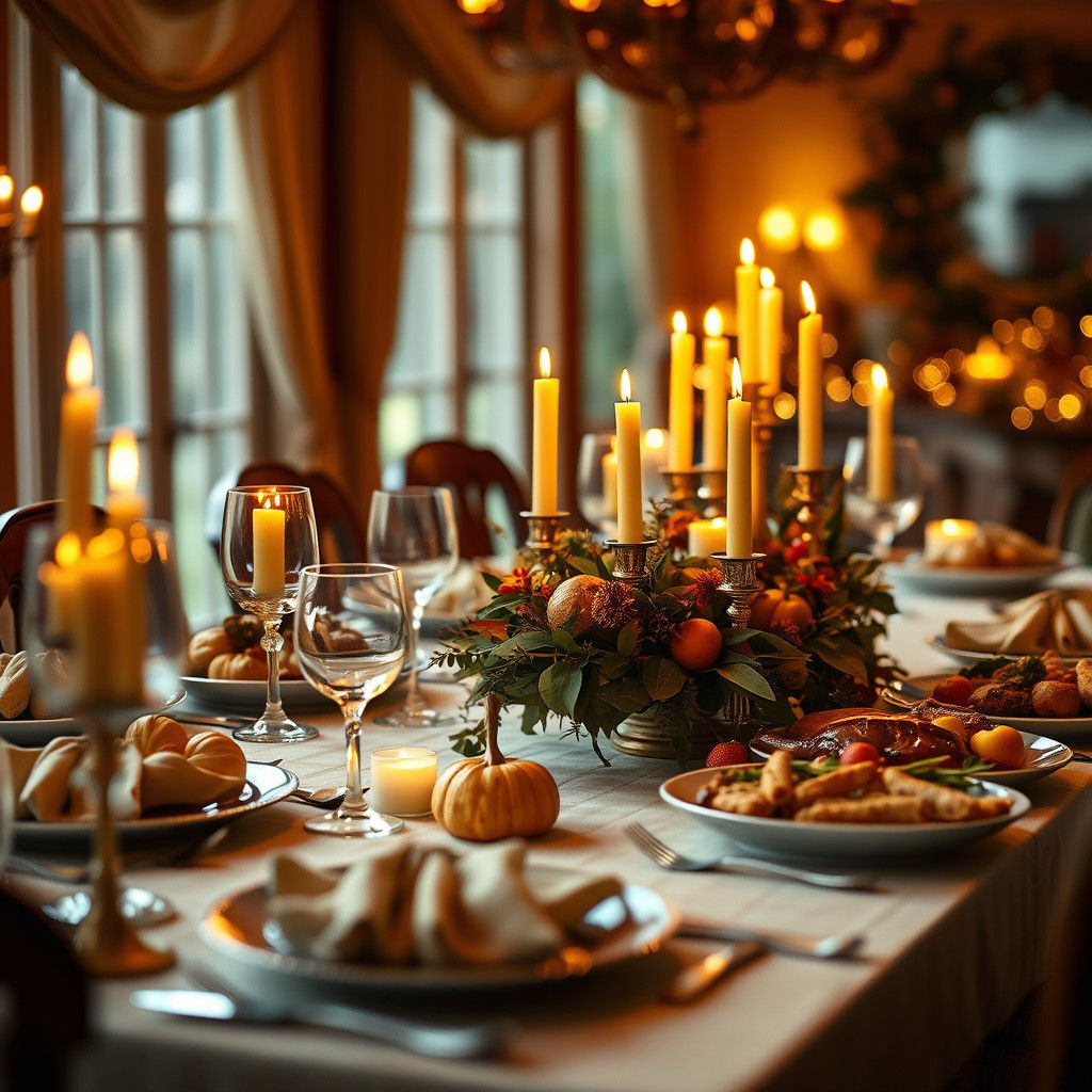 Thanksgiving Table Setting in Warm Autumn Light