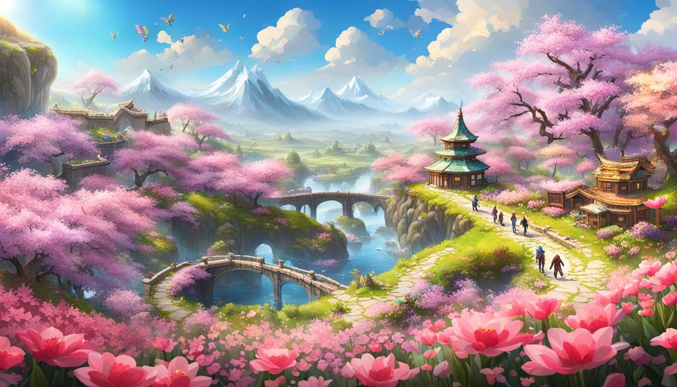 Epic Spring Gaming World Landscape