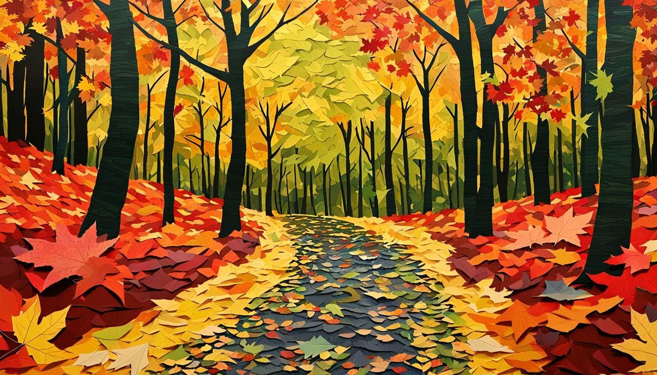 Autumn Forest Path in Paper Collage