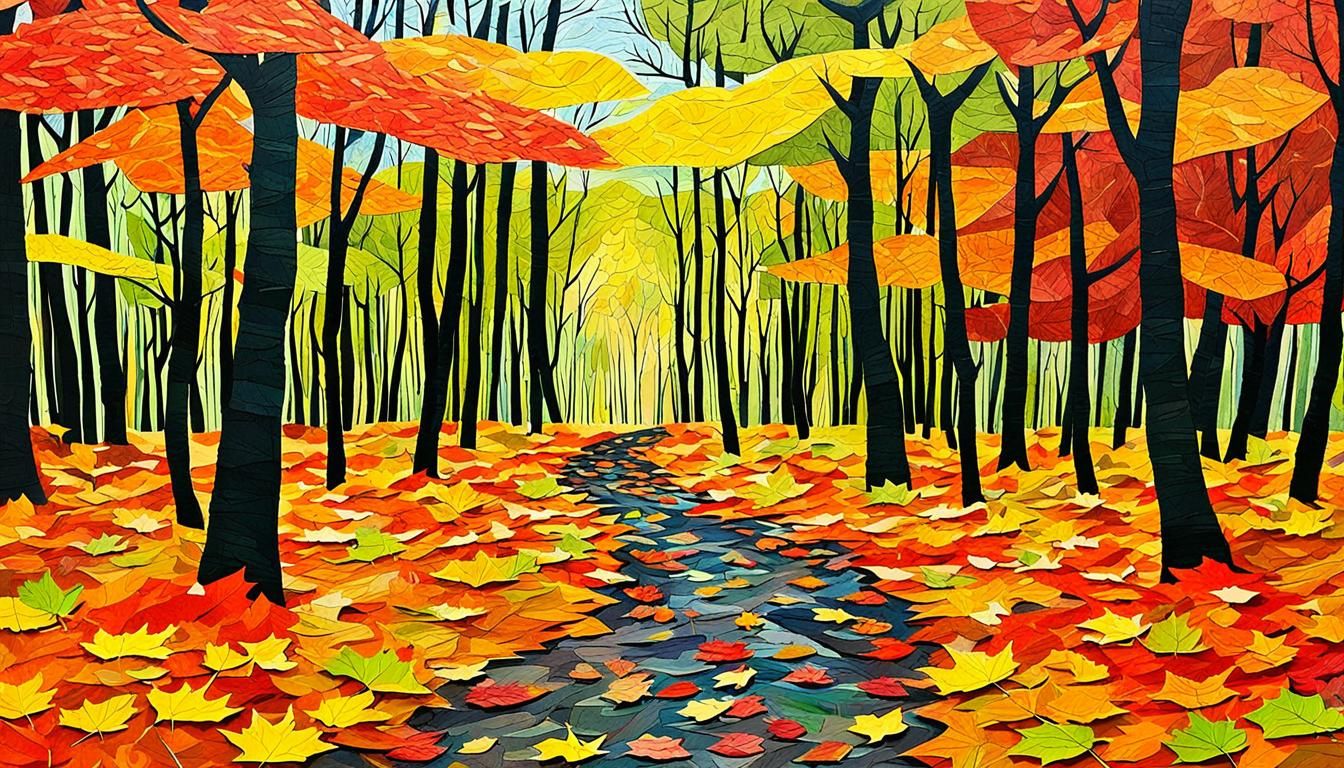 Autumn Forest Path in Layered Paper Collage