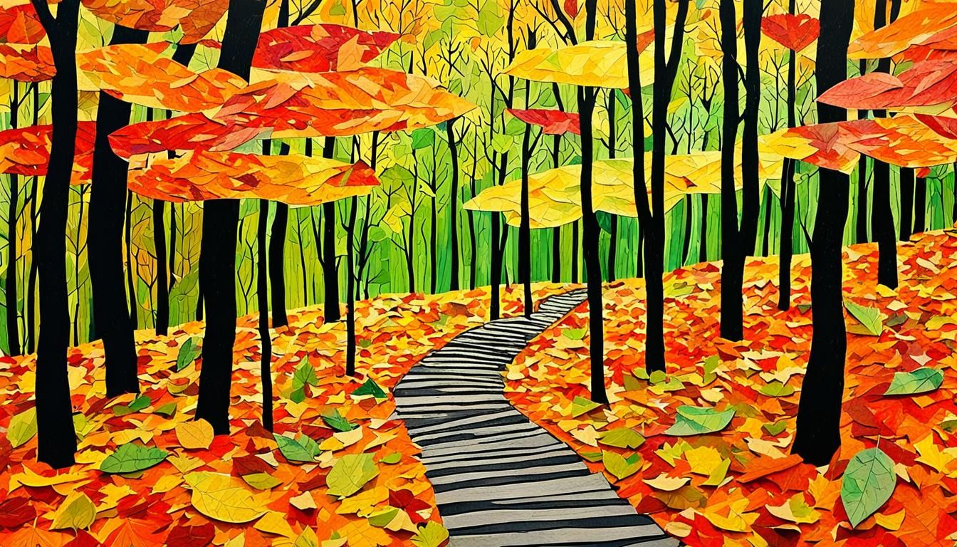 Autumn Forest Path in Layered Paper Collage