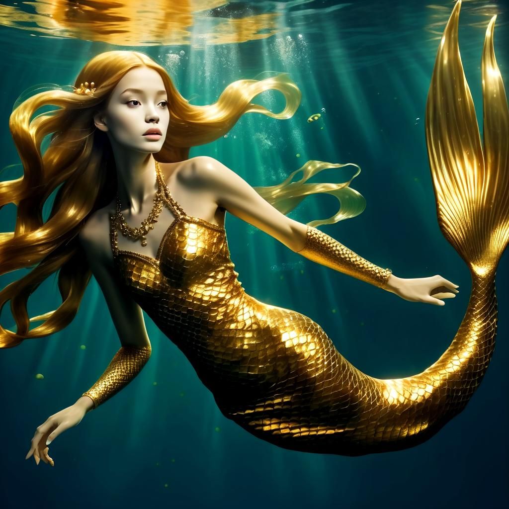 Golden Mermaid Underwater Fantasy