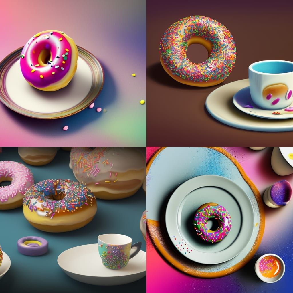 Colorful Sprinkled Donut on Porcelain Plate