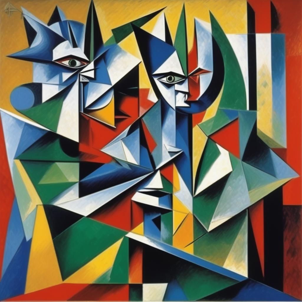 Abstract Cubist Batman in Picasso Style
