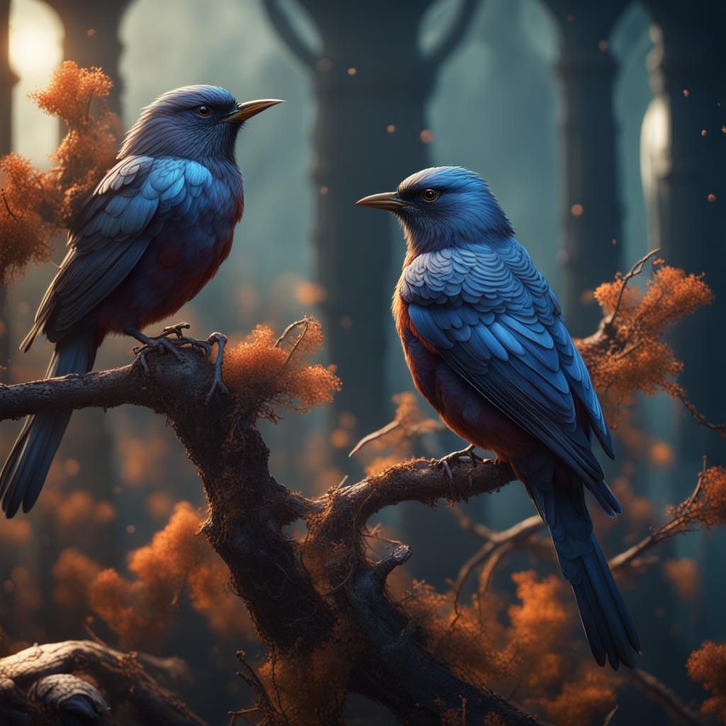 Fantastical Songbirds in Detailed Digital Painting