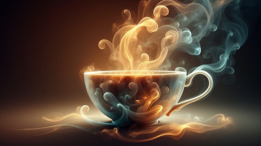 Double Exposure Coffee Cup Blends into Baguette Landscape