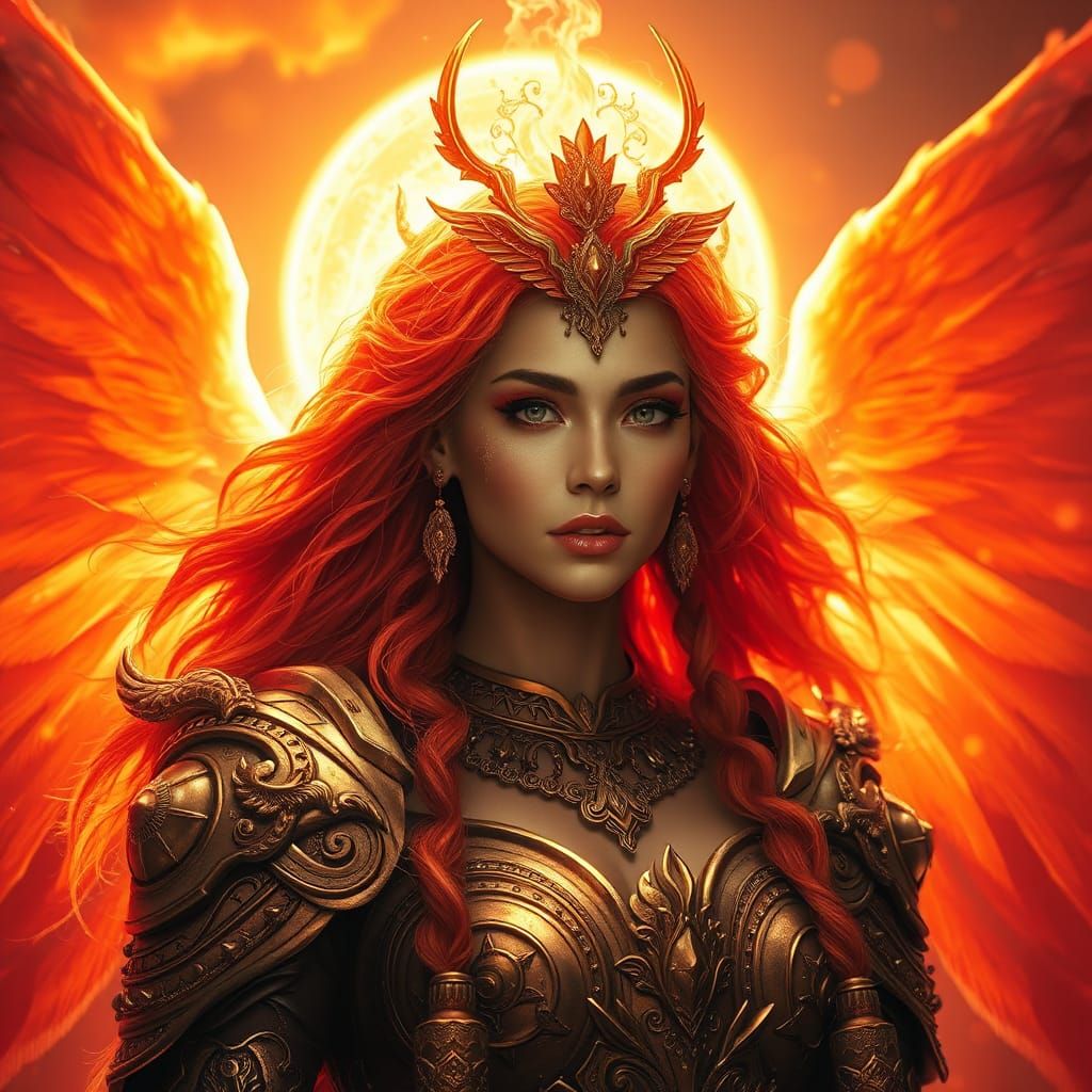 Majestic Phoenix Queen in Ornate Armor