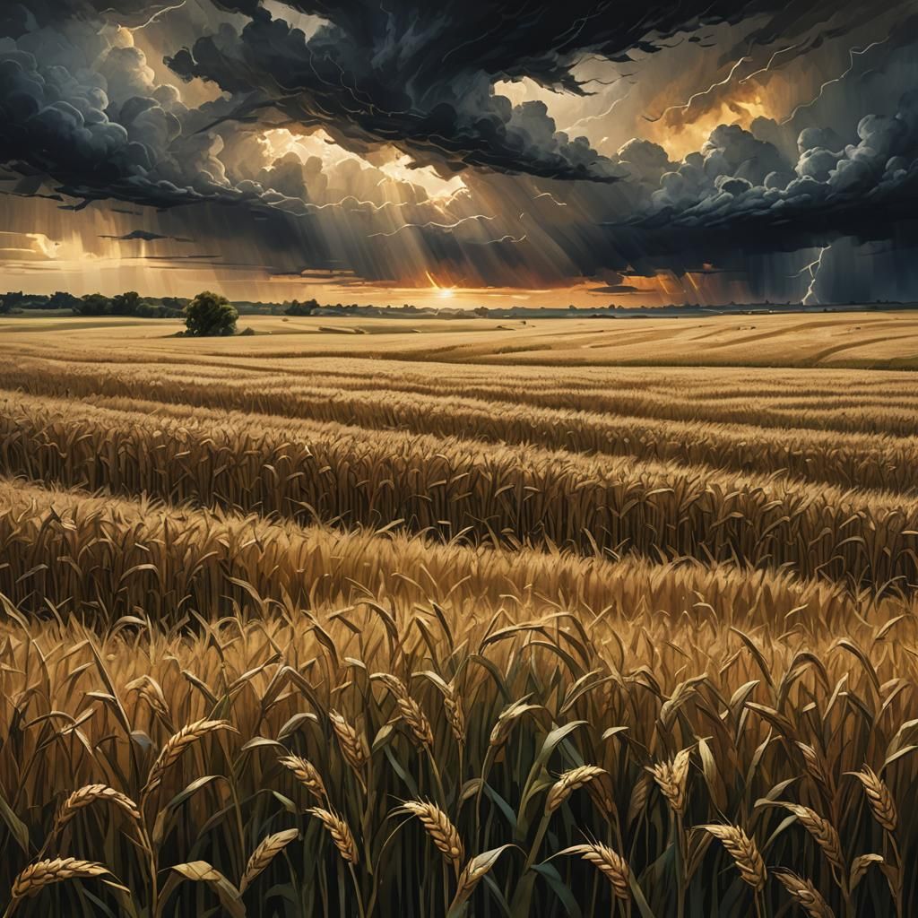 Ominous Storm Clouds Loom Over Wheat Field