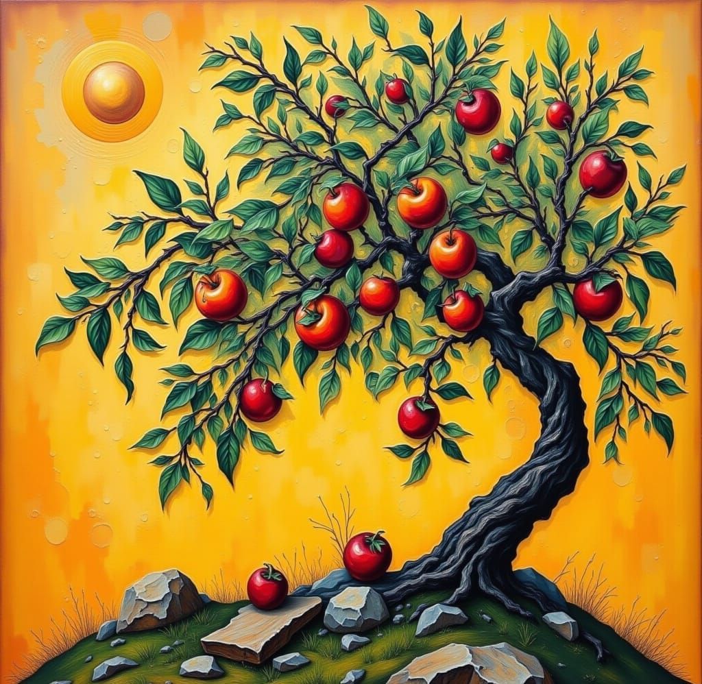 AI Generated Fruit Tree with Unusual Artistic Style