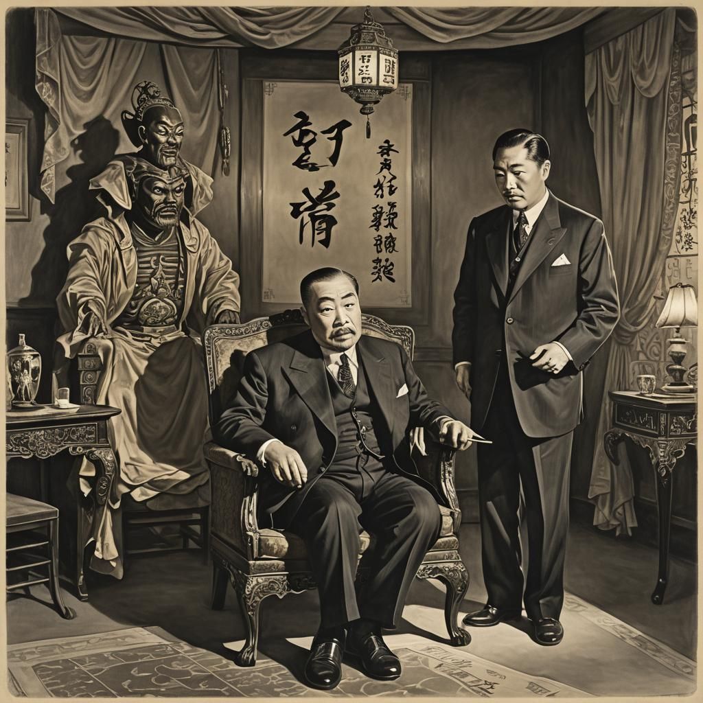 Noir Image of Bound Man with Chinese Note