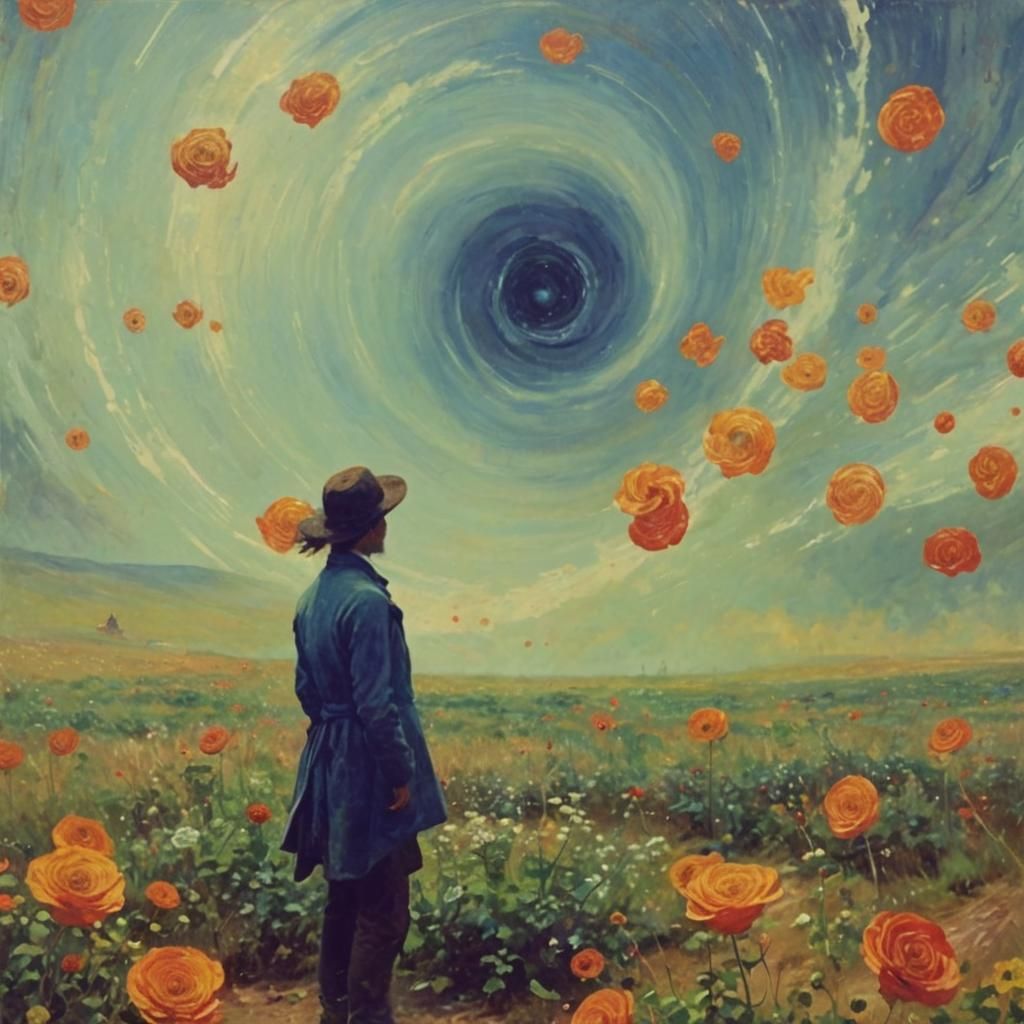 Figure Gazing at a Distant Vortex