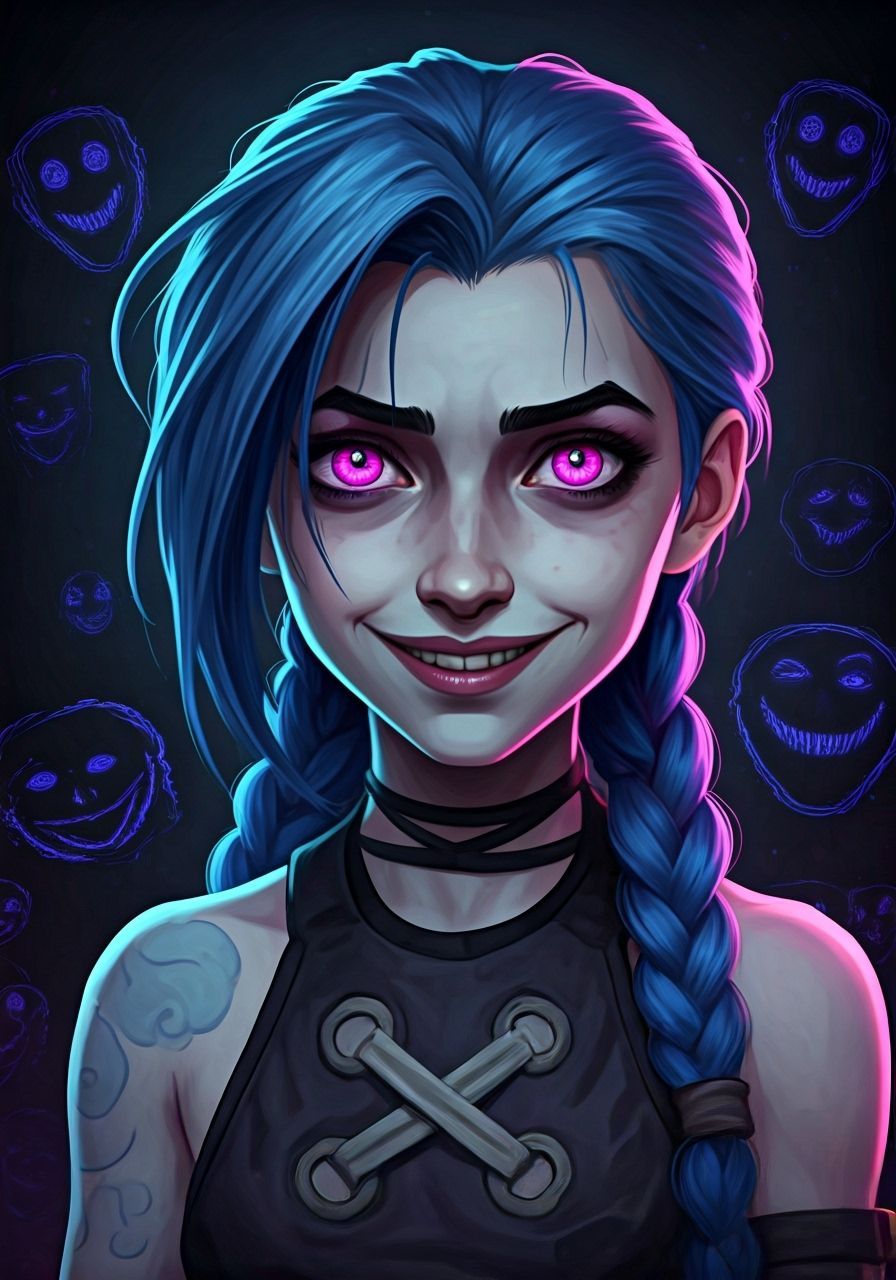Jinx With Magenta Eyes in Arcane Style