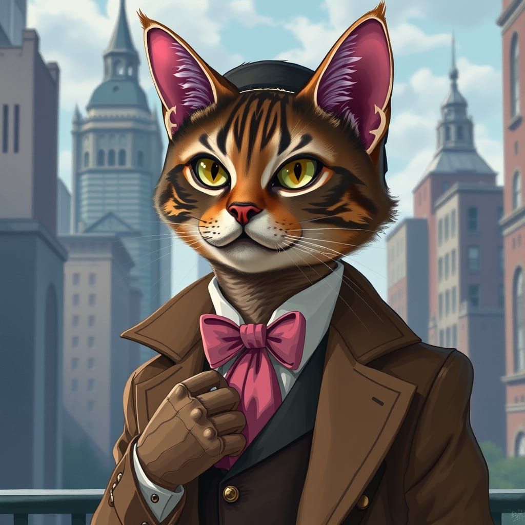 Feline Aristocrat in Urban Oasis