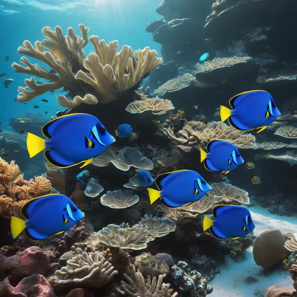 Caribbean Coral Reef with Blue Tang Fish