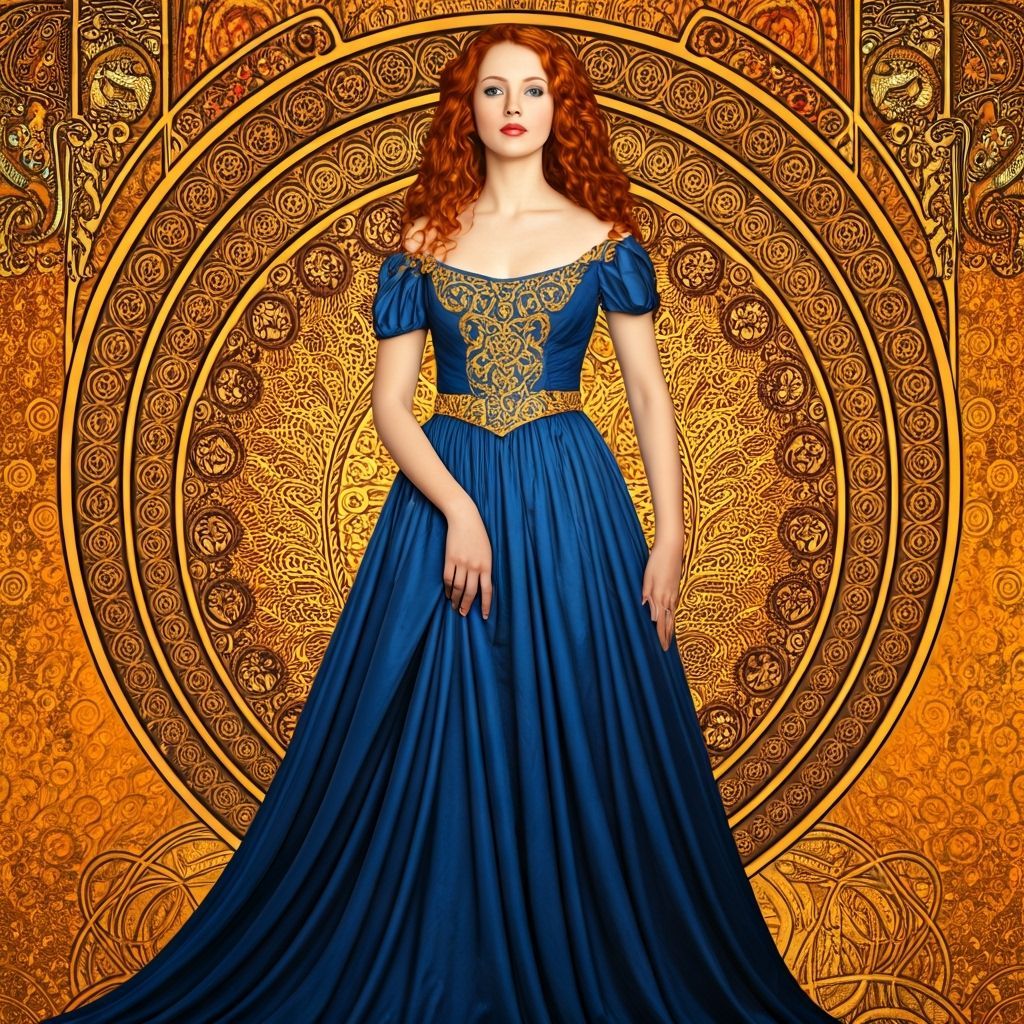 Elegant Redhead in Art Nouveau Style Dress