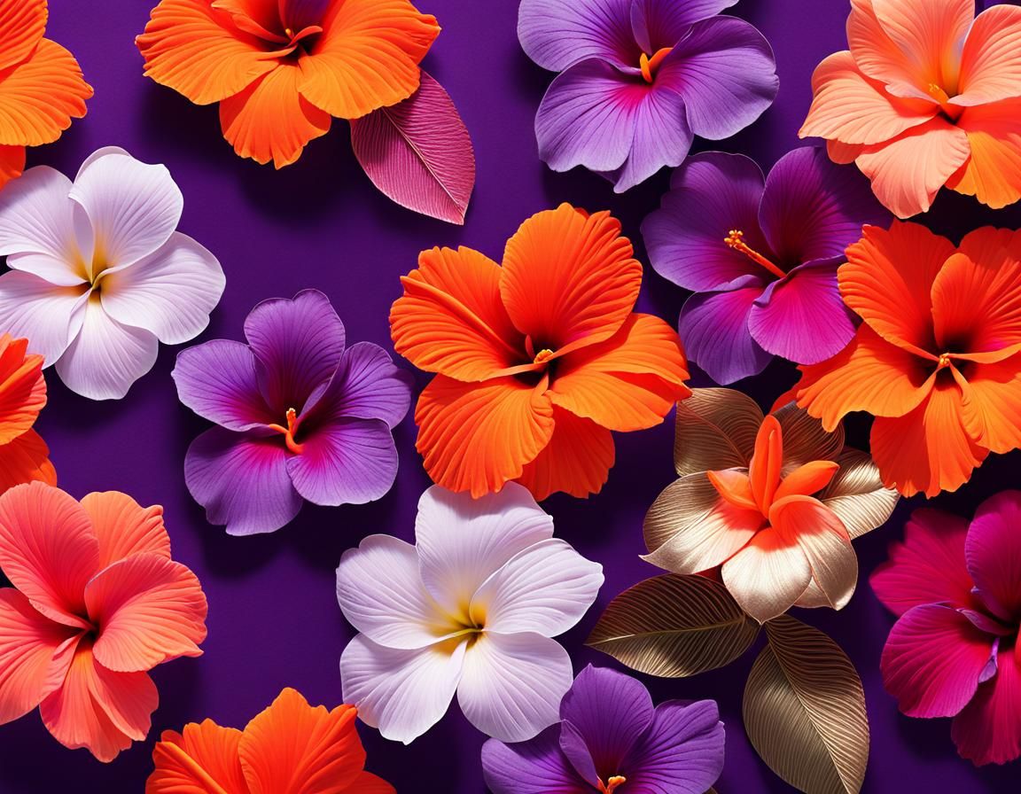 Kaleidoscopic Flowers in Rose Gold Radiance