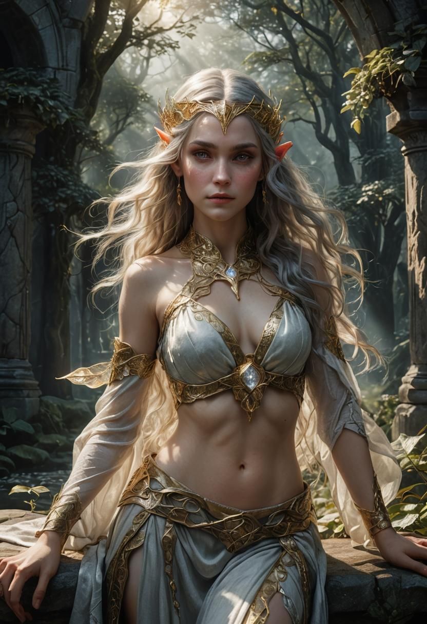 Elven Beauty in Lorien: A Photorealistic Portrait