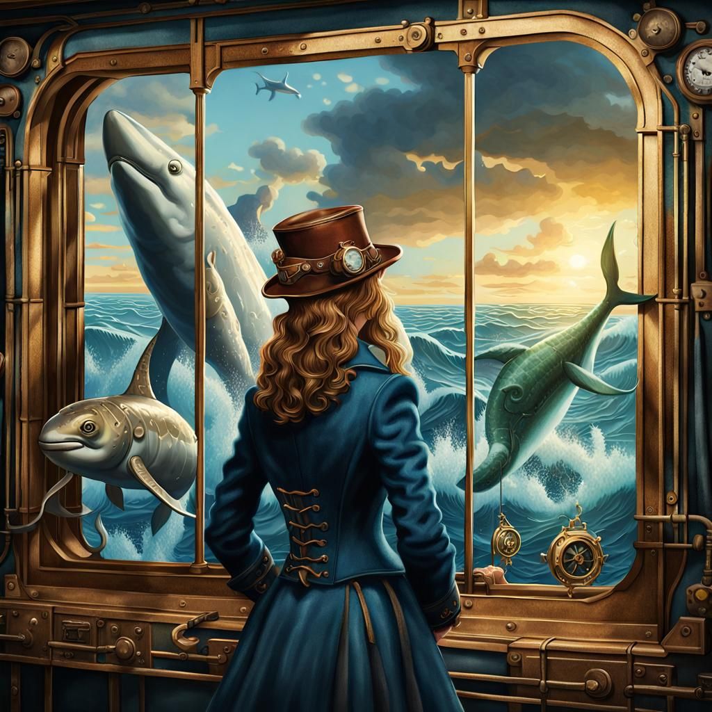 Girl's Ocean Adventure in Surreal Steampunk Style