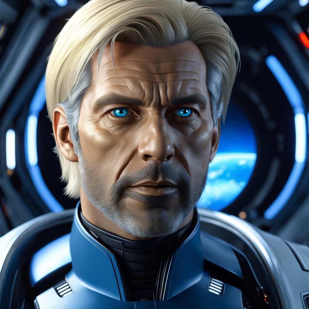 Photorealistic Sci-Fi Portrait of a Blond Man in 8K